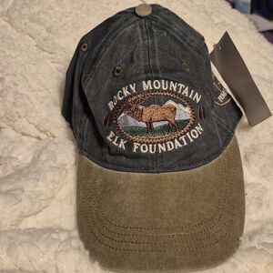 Rocky Mountain Elk Foundation Green with Moose Tracks Velcroback Hat - New